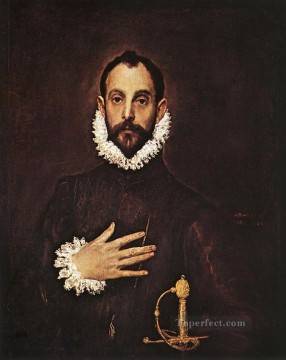  Night Painting - The Knight with His Hand on His Breast 1577 Mannerism Spanish Renaissance El Greco